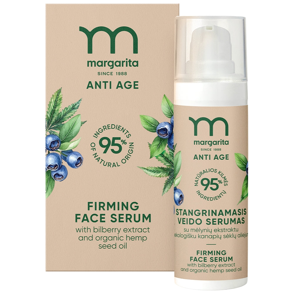 MARGARITA ANTI AGE spevňujúce sérum na tvár s extraktom z čučoriedok a organickým konopným olejom, 30 ml