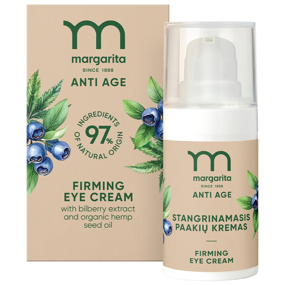 MARGARITA ANTI AGE spevňujúci očný krém s extraktom z čučoriedok a organickým konopným olejom, 15 ml