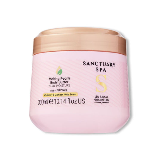 Sanctuary Spa Perlové telové maslo s prírodnými olejmi Ľalia a ruža, 300 ml