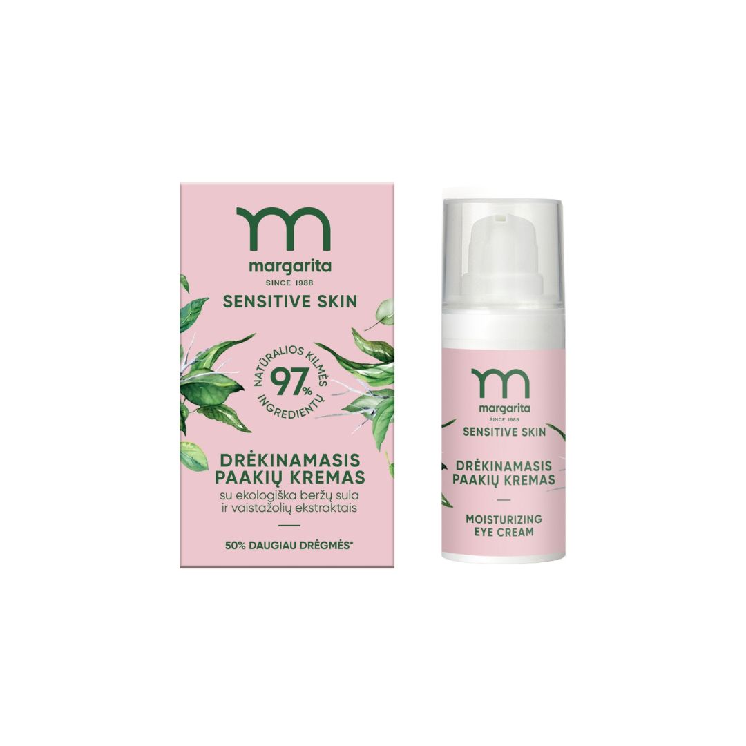 MARGARITA SENSITIVE SKIN Hydratačný očný krém s organickou brezovou šťavou a bylinnými výťažkami, 15ml