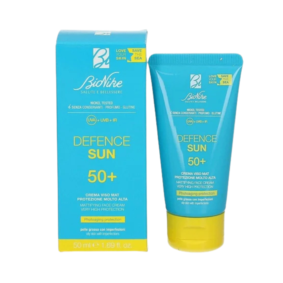 BioNike DEFENCE SUN 50+ Opaľovací krém na mastnú a nedokonalú pleť, 50 ml