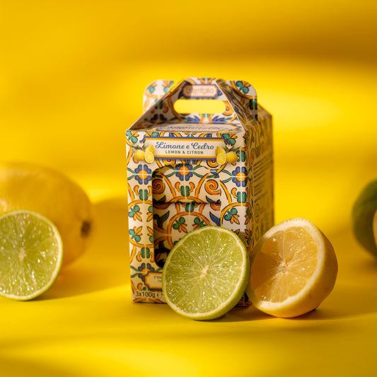 Darčekový set rastlinných mydiel Sicília - Citrón a céder, 3x100g