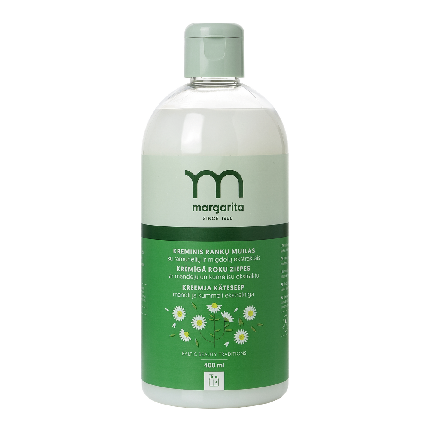 MARGARITA Krémové mydlo na ruky s výťažkom z harmanček a mandlí - náhradná náplň, 400 ml