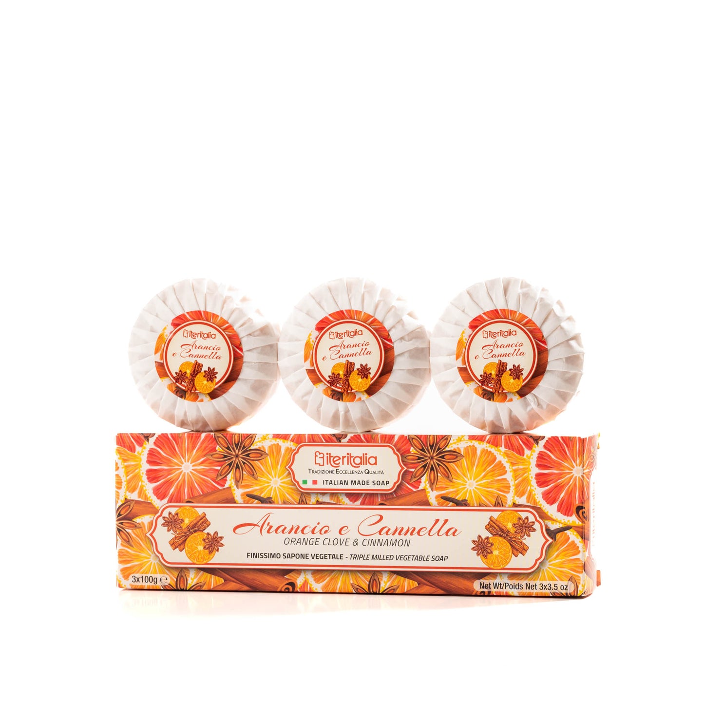 Vianočný darčekový set prírodných mydiel – Pomaranč, klinčeky a škorica