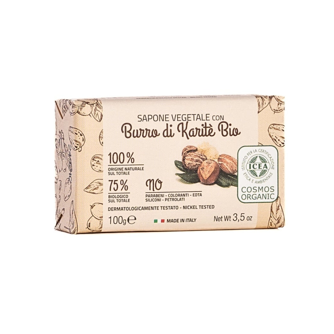 Iteritalia Certifikované prírodné rastlinné mydlo s BIO maslom Karité, 100 g