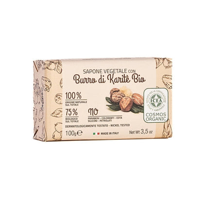 Iteritalia Certifikované prírodné rastlinné mydlo s BIO maslom Karité, 100 g