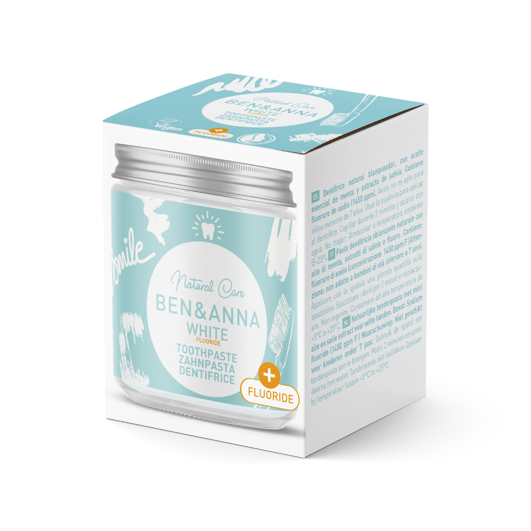 BEN&ANNA Zubná pasta v skle WHITE FLUORIDE, 100 ml