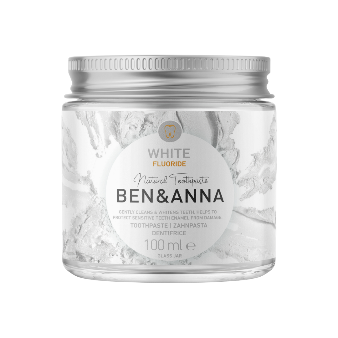 BEN&ANNA Zubná pasta v skle WHITE FLUORIDE, 100 ml