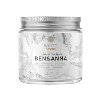 BEN&ANNA Zubná pasta v skle WHITE FLUORIDE, 100 ml