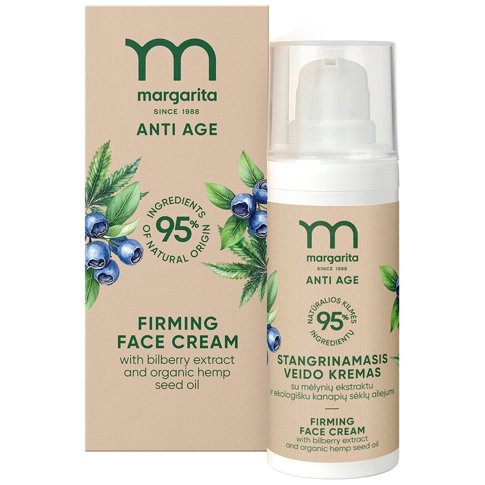 MARGARITA ANTI AGE spevňujúci krém na tvár s extraktom z čučoriedok a organickým konopným olejom, 50 ml