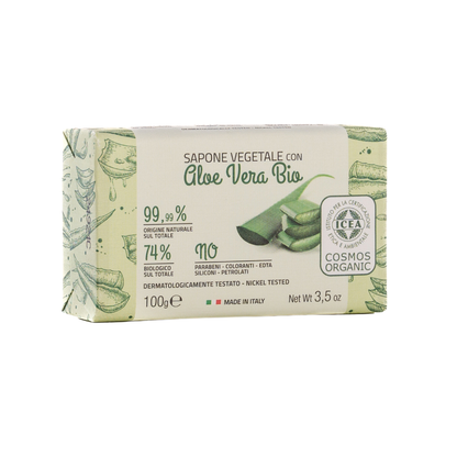 Iteritalia Certifikované prírodné rastlinné mydlo s BIO Aloe Vera, 100 g