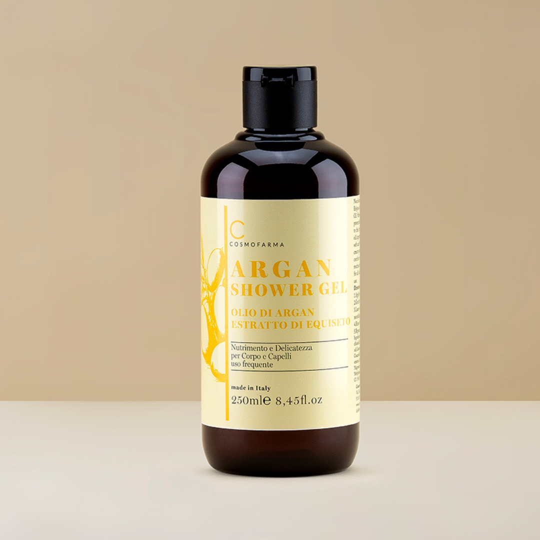 Cosmofarma Sprchovací gél a šampón na vlasy s arganovým olejom a extraktom z prasličky, 250 ml