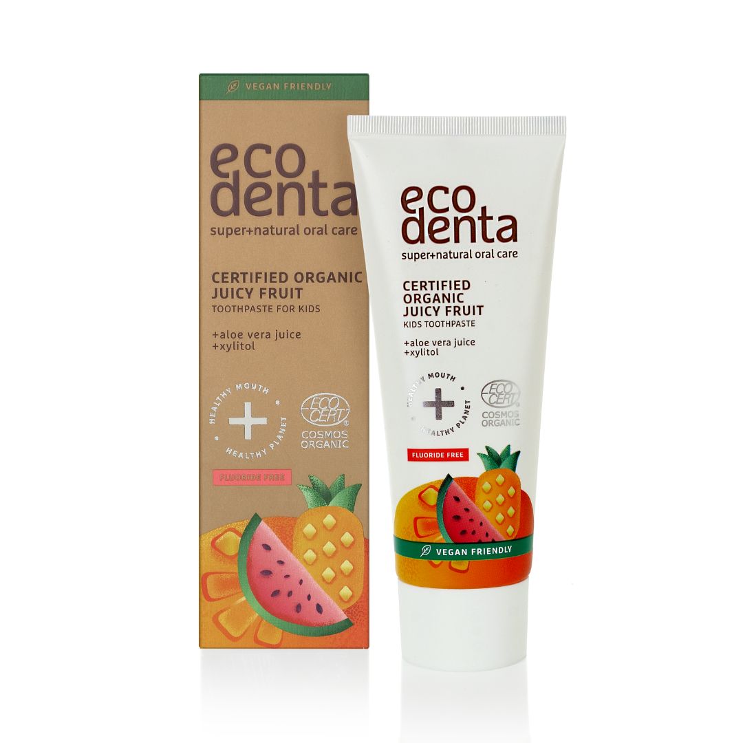ECODENTA BIO Certifikovaná detská pasta s príchuťou šťavnatého ovocia, 75 ml