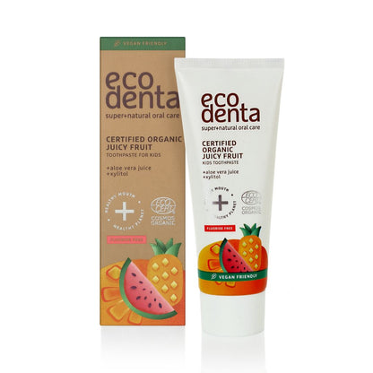 ECODENTA BIO Certifikovaná detská pasta s príchuťou šťavnatého ovocia, 75 ml
