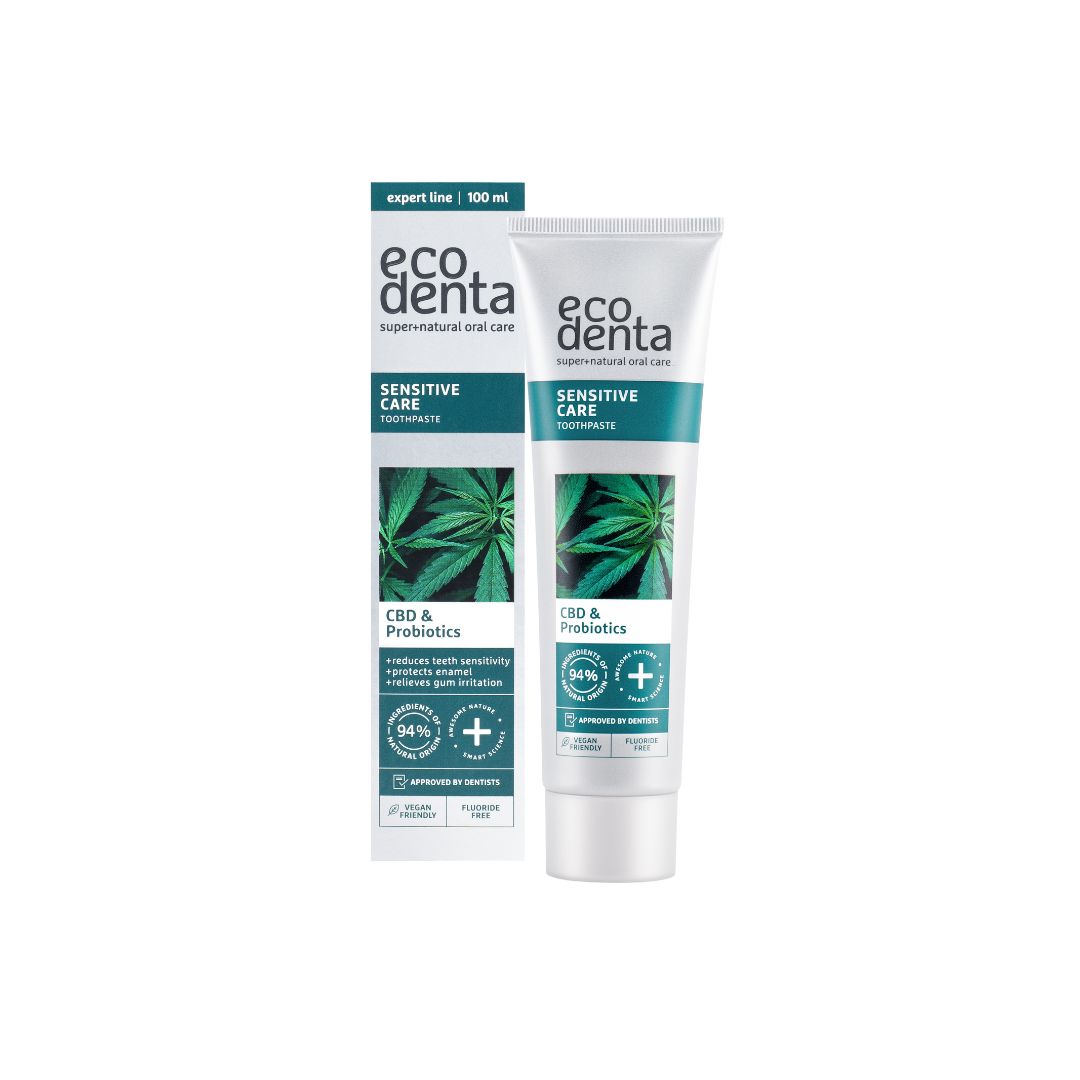 ECODENTA sensitive zubná pasta s CBD a probiotikami, 100 ml