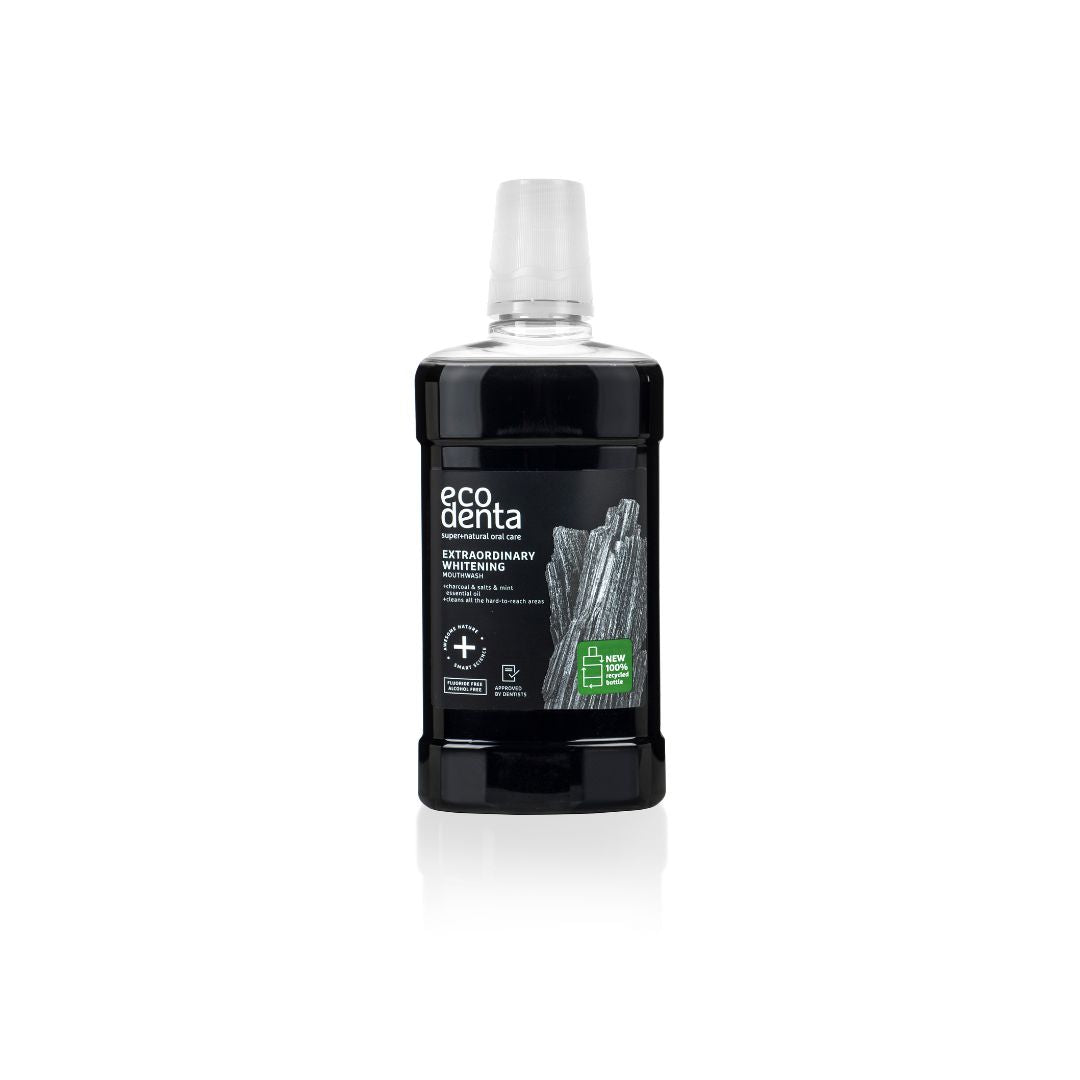 ECODENTA EXTRA Bieliaca ústna voda s čiernym dreveným uhlím, 500 ml