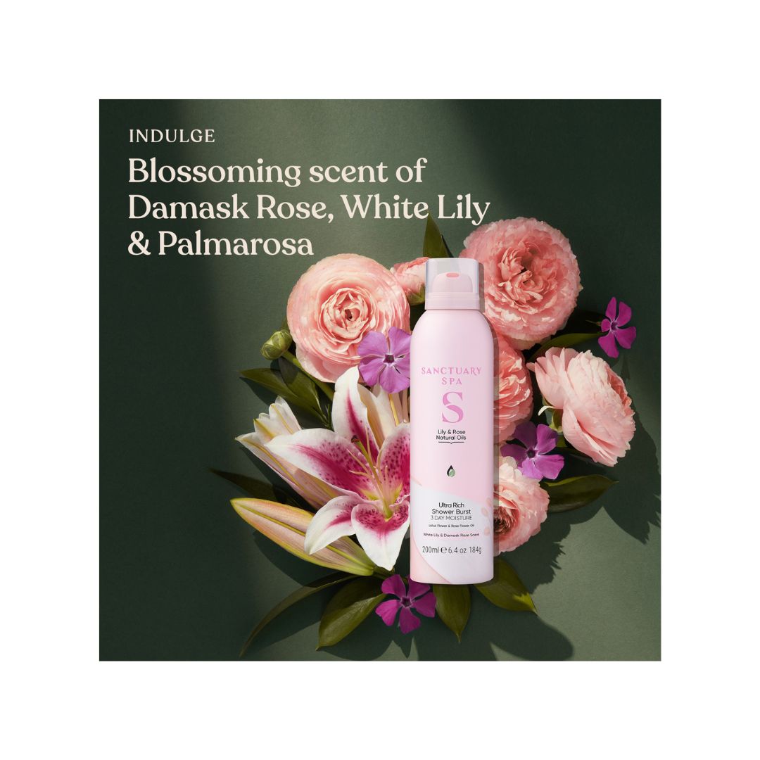 Sanctuary Spa Sprchovacia pena Ľalia a ruža s prírodnými olejmi, 200ml