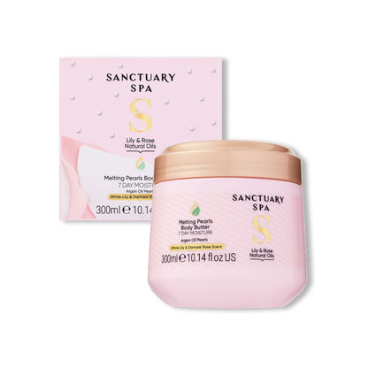 Sanctuary Spa Perlové telové maslo s prírodnými olejmi Ľalia a ruža, 300 ml