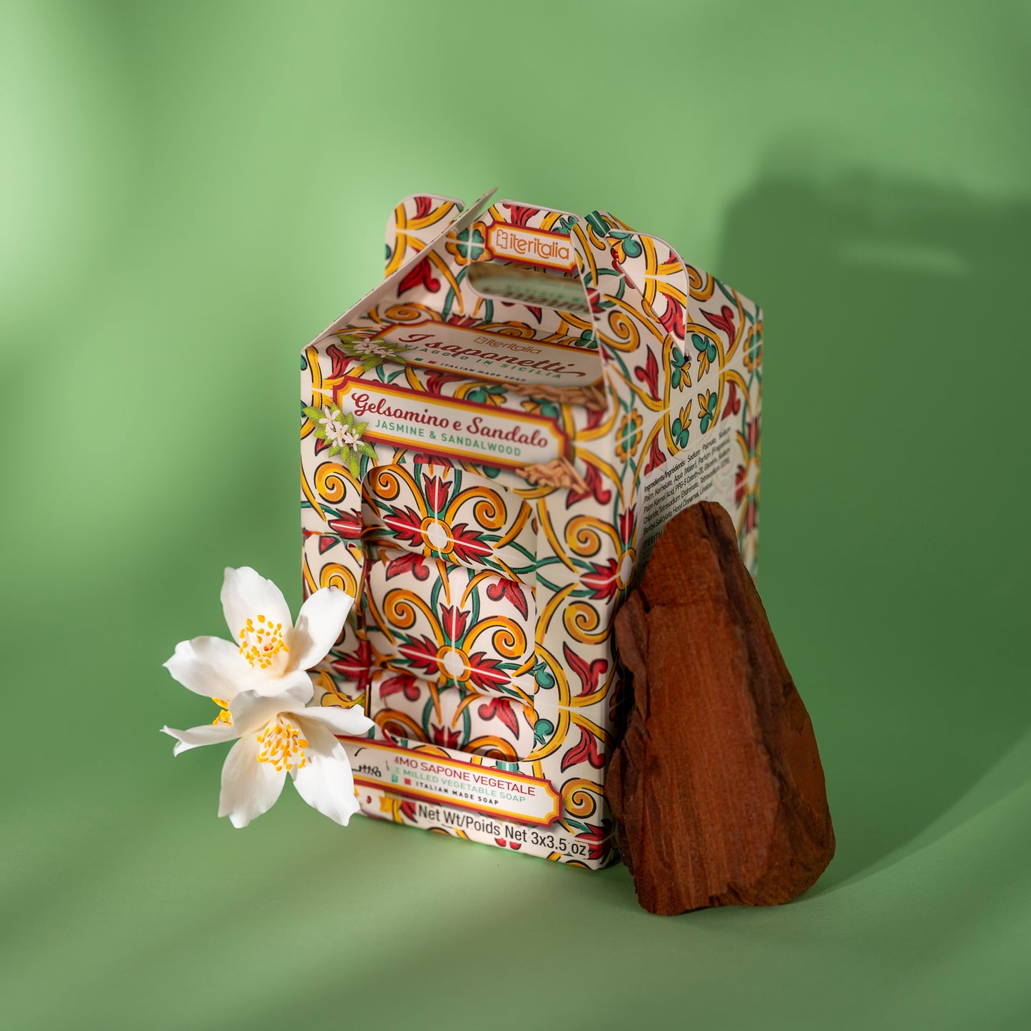 Darčekový set rastlinných mydiel Sicília - Jazmín a santalové drevo, 3x100g
