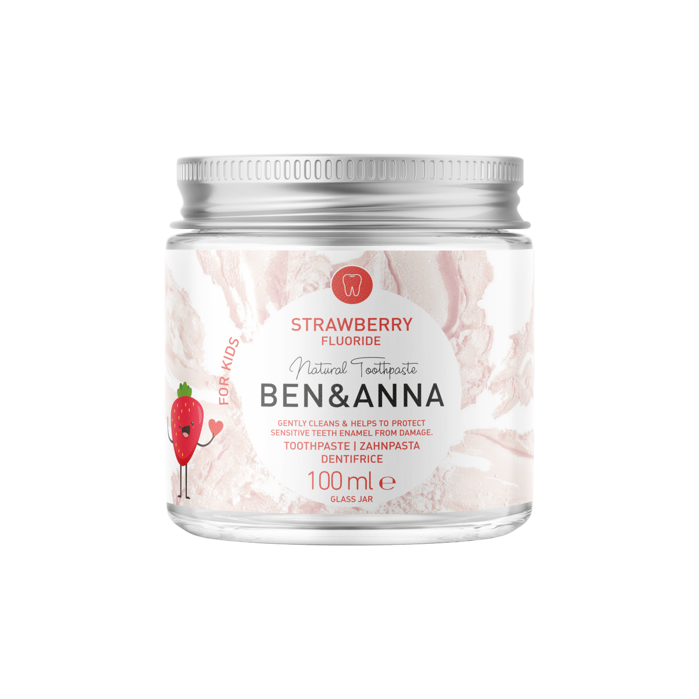 BEN&ANNA Zubná pasta detská STRAWBERRY + fluorid, 100 ml