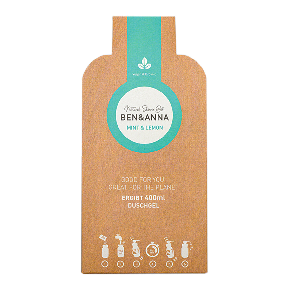 BEN&ANNA Sprchový gél v zrnách MINT&LEMON, 2 × 20 g (=2 x 200ml)