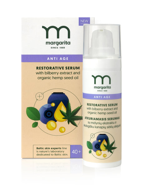 MARGARITA ANTIAGE Regeneračné sérum s výťažkami z čučoriedok a konopným olejom, 30 ml