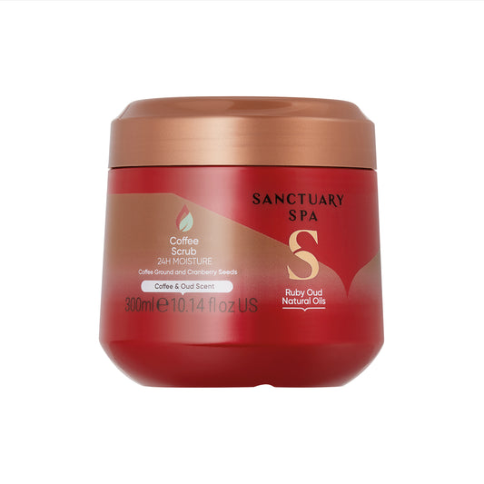 Sanctuary Spa kávový peeling Ruby Oud s prírodnými olejmi 300 ml
