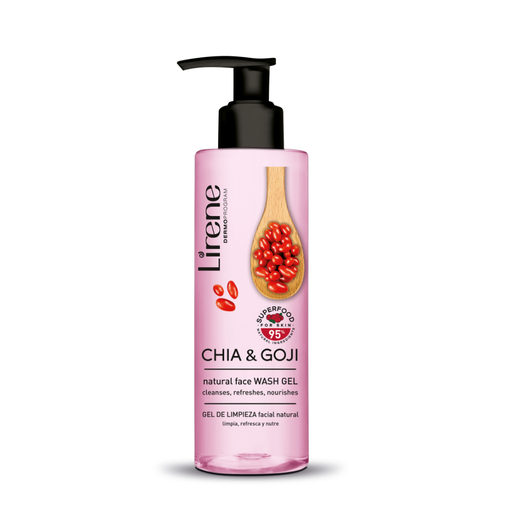 Lirene SUPERFOOD Čistiaci gél na pleť CHIA & GOJI, 190 ml (07/2025)