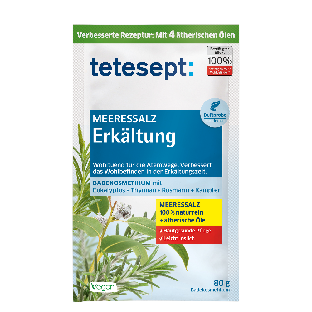 Tetesept Kúpeľová soľ na Nachladnutie, 80 g