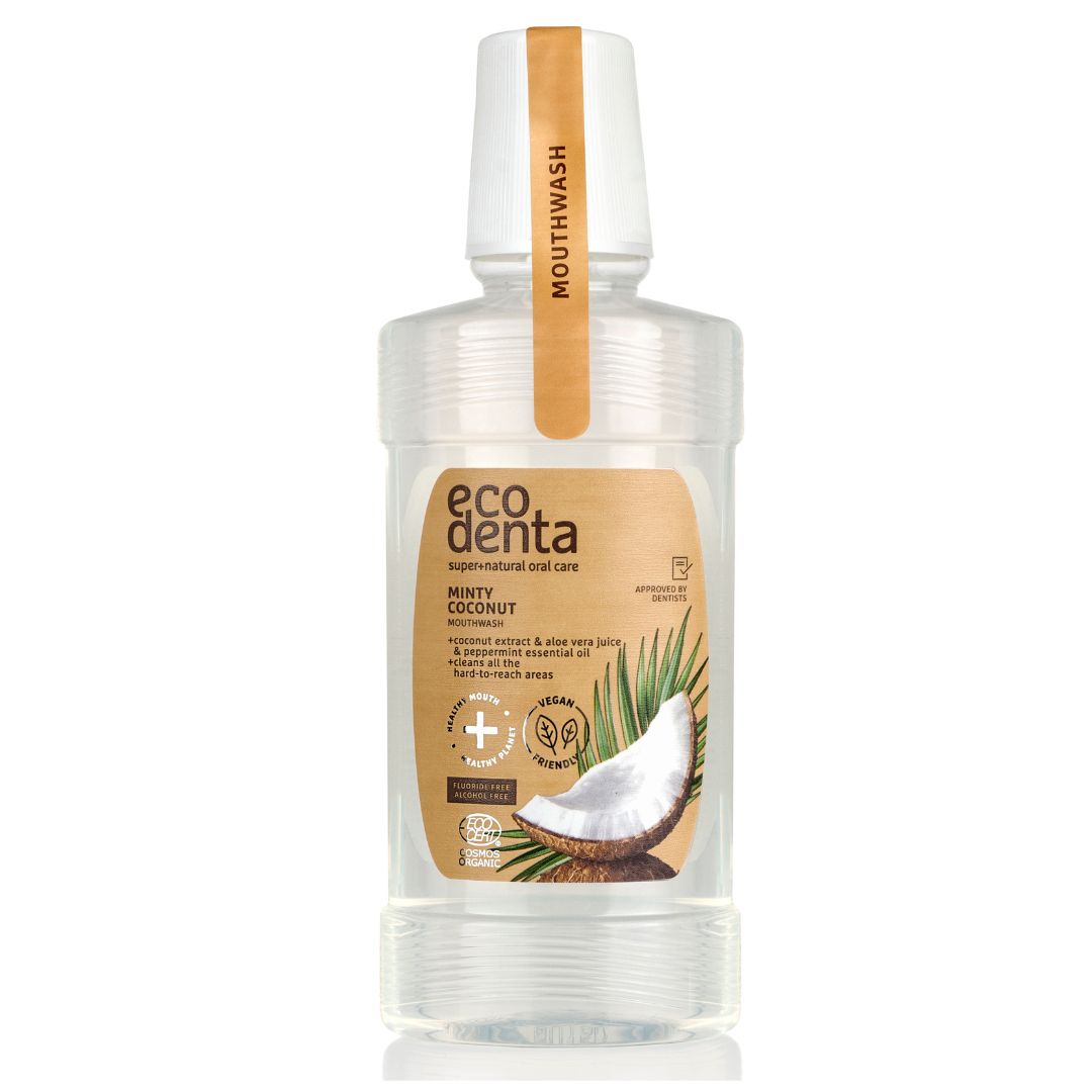 ECODENTA Ústna voda s kokosom, Aloe Vera a mätovým olejom, 250 ml