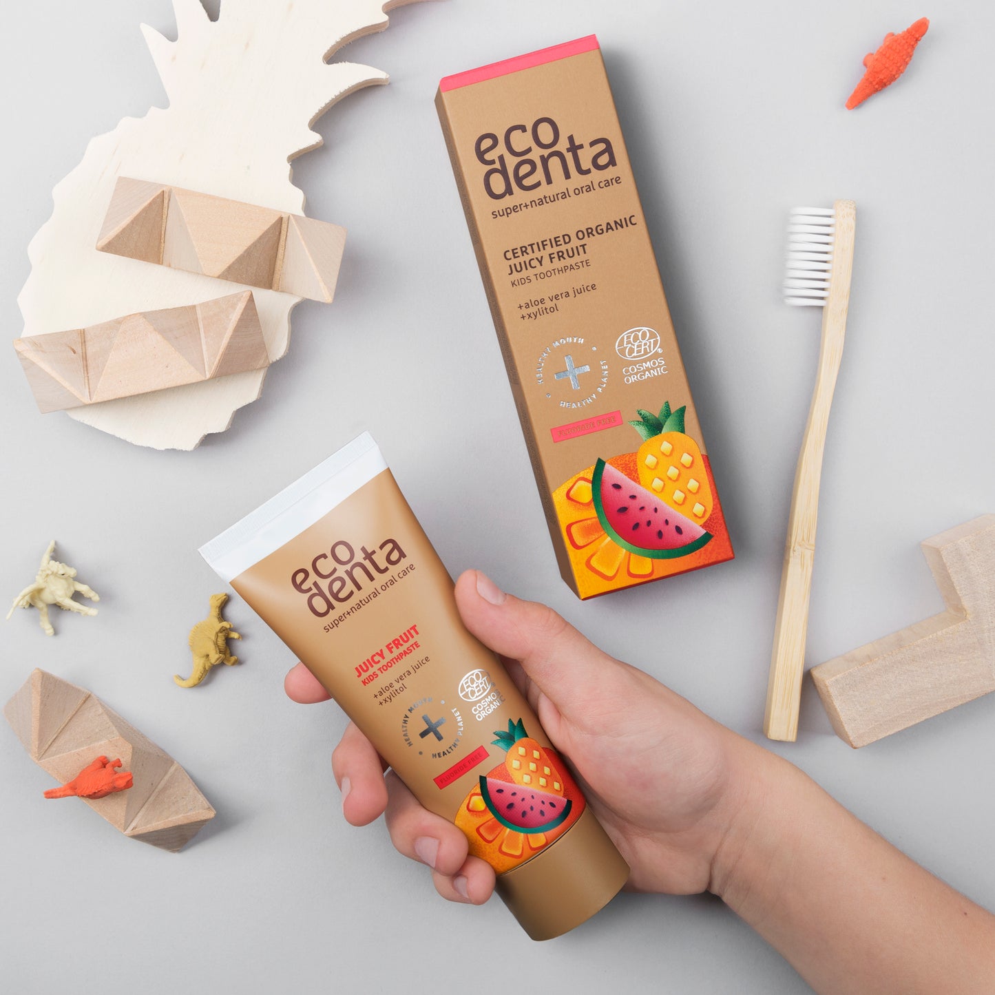 ECODENTA BIO Certifikovaná detská pasta s príchuťou šťavnatého ovocia, 75 ml